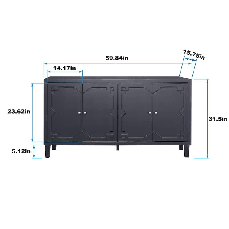 Accent Cabinet 4 Door Wooden Cabinet Sideboard Buffet Storage Cabinet