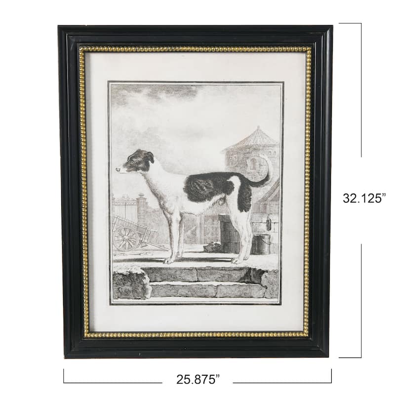 Vintage Reproduction Dog Print with Solid Wood Frame - Black