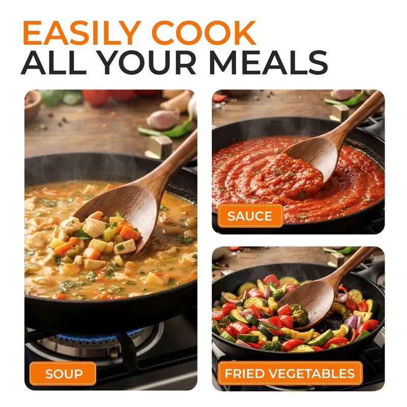 Cheer Collection Teak Wood Mixing Spoon with Deep Bowl and Hanging Loop