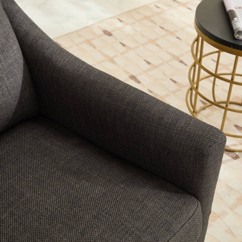 Cream Dark Gray Swivel Accent Chair with USB & Magazine Pockets