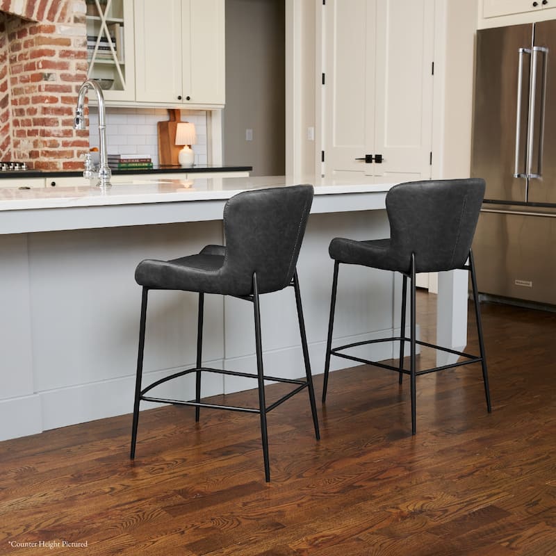 Maven Lane Naomi Metal and Vegan Leather Kitchen Dining Stool