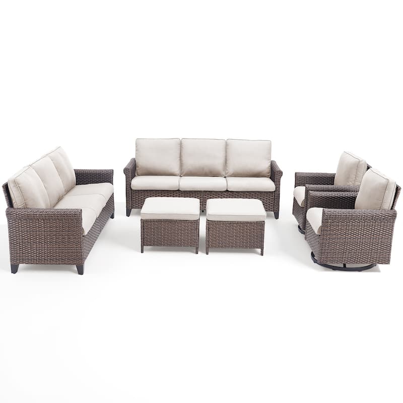 Pocassy Outdoor Sofa with Swivel Chairs Funiture Set
