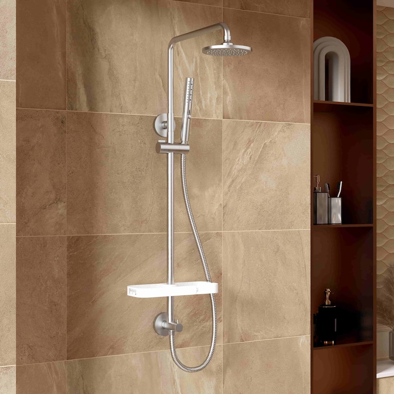 Modland 4-Way Exposed Retrofit Shower System with Rainfall & Handheld, Easy Install in Black/Nickel/Chrome - Chrome