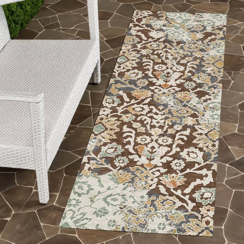 Machine Washable Indoor/ Outdoor Global Avon Chantille Rug - Chocolate - 2'3" x 7'6"