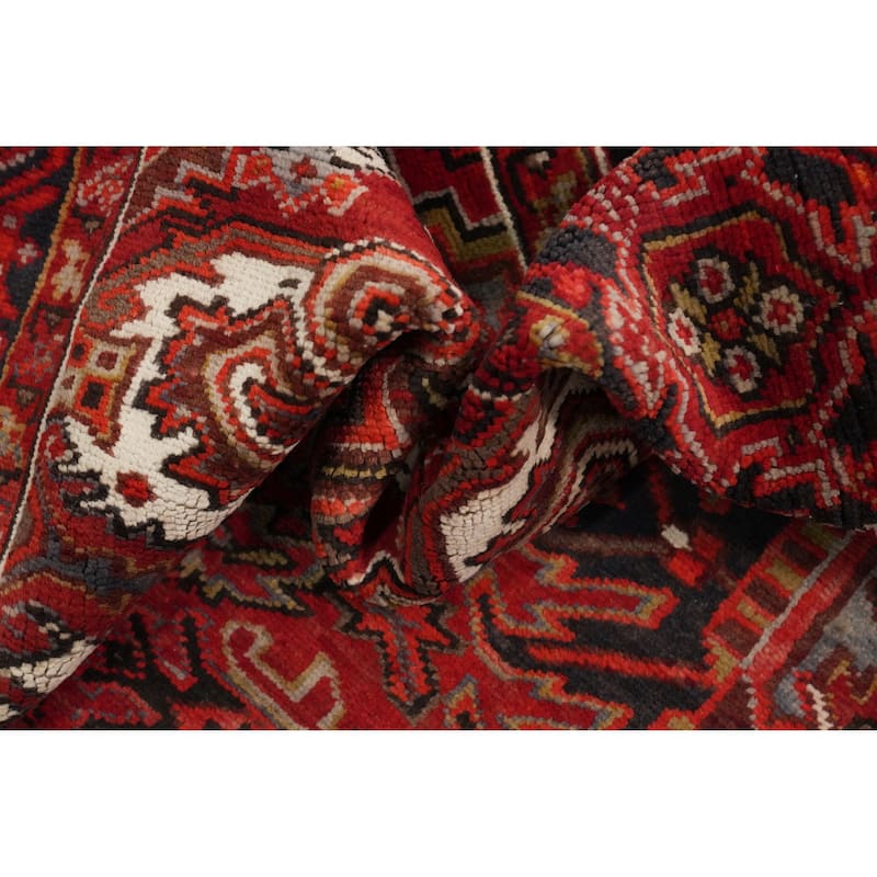 Hand Knotted Oriental 100% Wool Carpet Traditional Medallion Red Heriz Area Rug - 10' 8'' X 7' 11''
