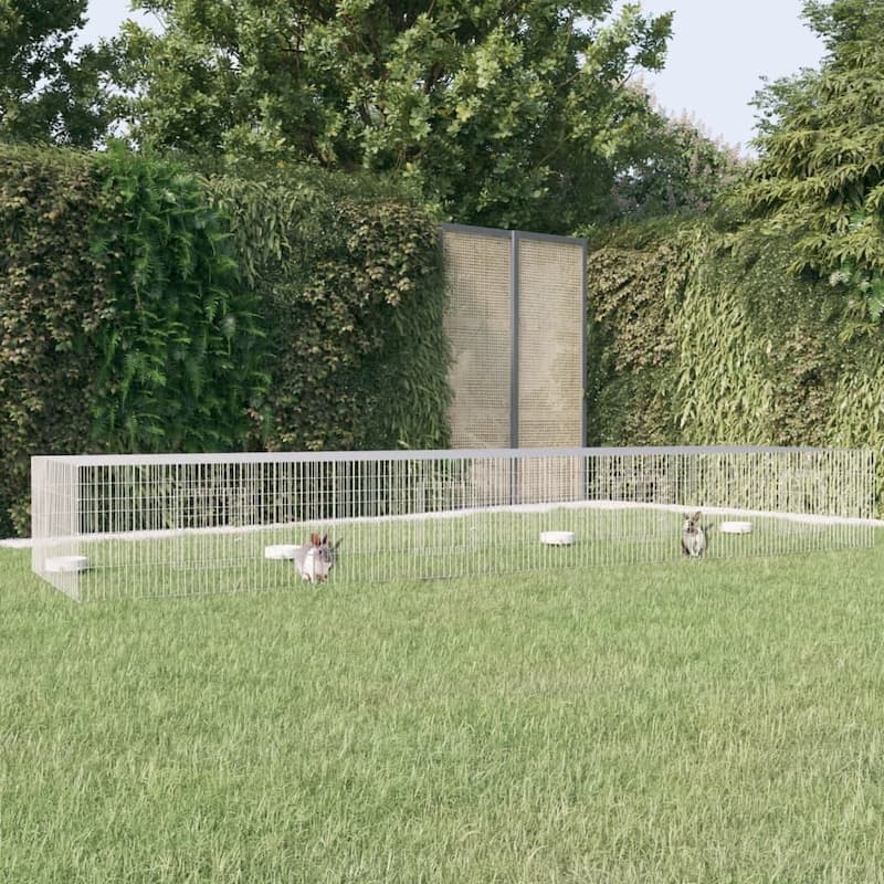 vidaXL Rabbit Cage Small Animal Run Hutch Playpen Enclosure Galvanized Iron - 170.5" x 42.9" x 21.3"