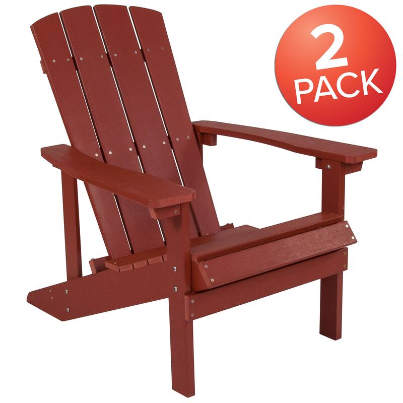 Outdoor All-Weather Poly Resin Wood Adirondack Chairs (Set of 2)