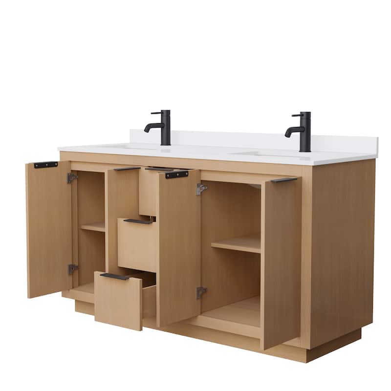 Maroni 60-Inch Light Straw Double Vanity, Cultured Marble Top
