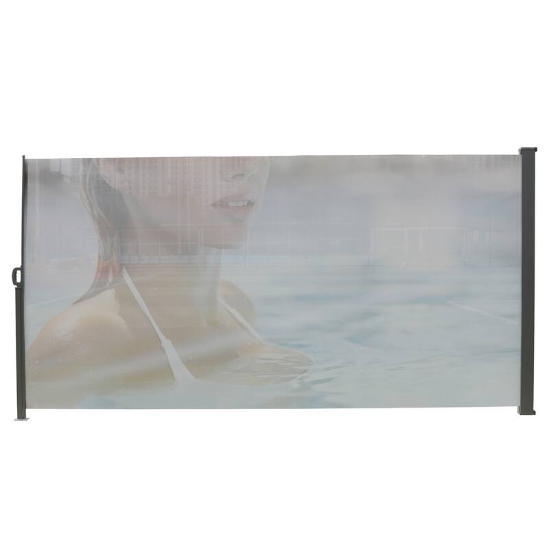 71"x138" Patio Retractable Side Awning Screen 1835P model, semi-transparent with UV printing, for blocking dust,sunshine,wind
