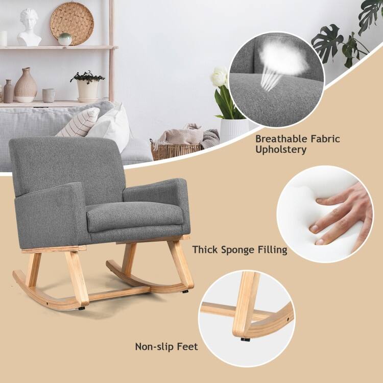 Rocking Chair Upholstered Armchair with Lumbar Support