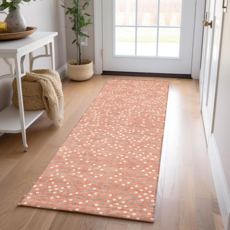Machine Washable Indoor/ Outdoor Modern Dotty Chantille Rug
