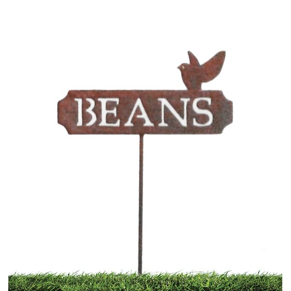 California Home and Garden Metal Rustic Rust Beans Sign Planter Pick ...