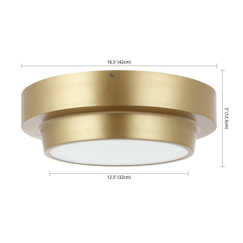 SAFAVIEH Lighting Wynona Flush Mount - 17" W x 17" D x 5" H - Gold - 17Wx17Dx5H
