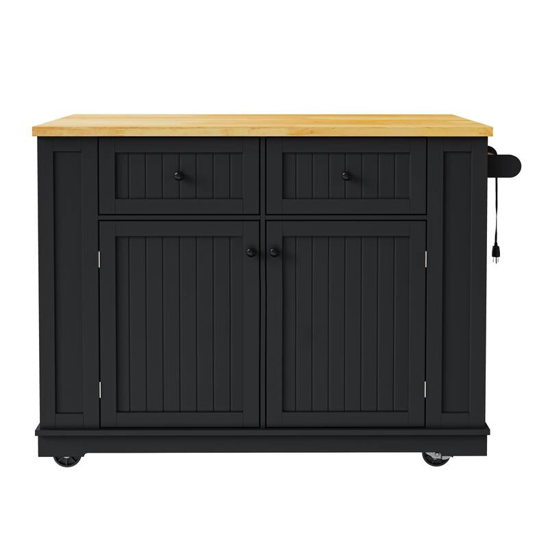 Rolling Kitchen Storage Cart on 5 Wheels with Drop Leaf,Power Outlet,Open Side Racks