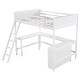 preview thumbnail 9 of 7, Full Size Solid Pine Wood Loft Bed with Shelves and Desk, Wooden Loft Bed with Desk