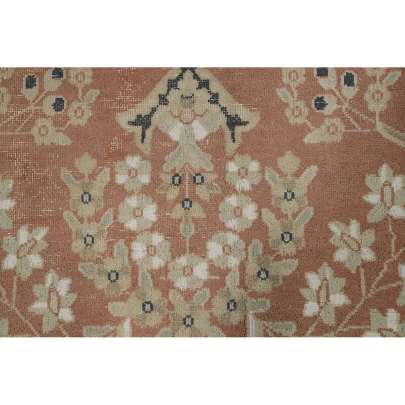 Hand Knotted Oriental 100% Wool Carpet Traditional Floral Oranges & Rust Kerman Area Rug - 9' 6'' X 6' 6''