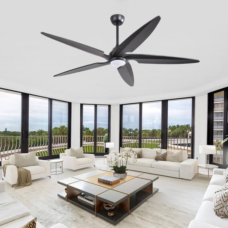 GetLedel 64" Solid Wood 5-Blade Dimmable LED Ceiling Fan with Remote and Light