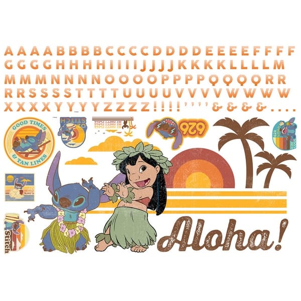 slide 2 of 5, Lilo And Stitch Peel And Stick Giant Wall Decals With Alphabet by RoomMates