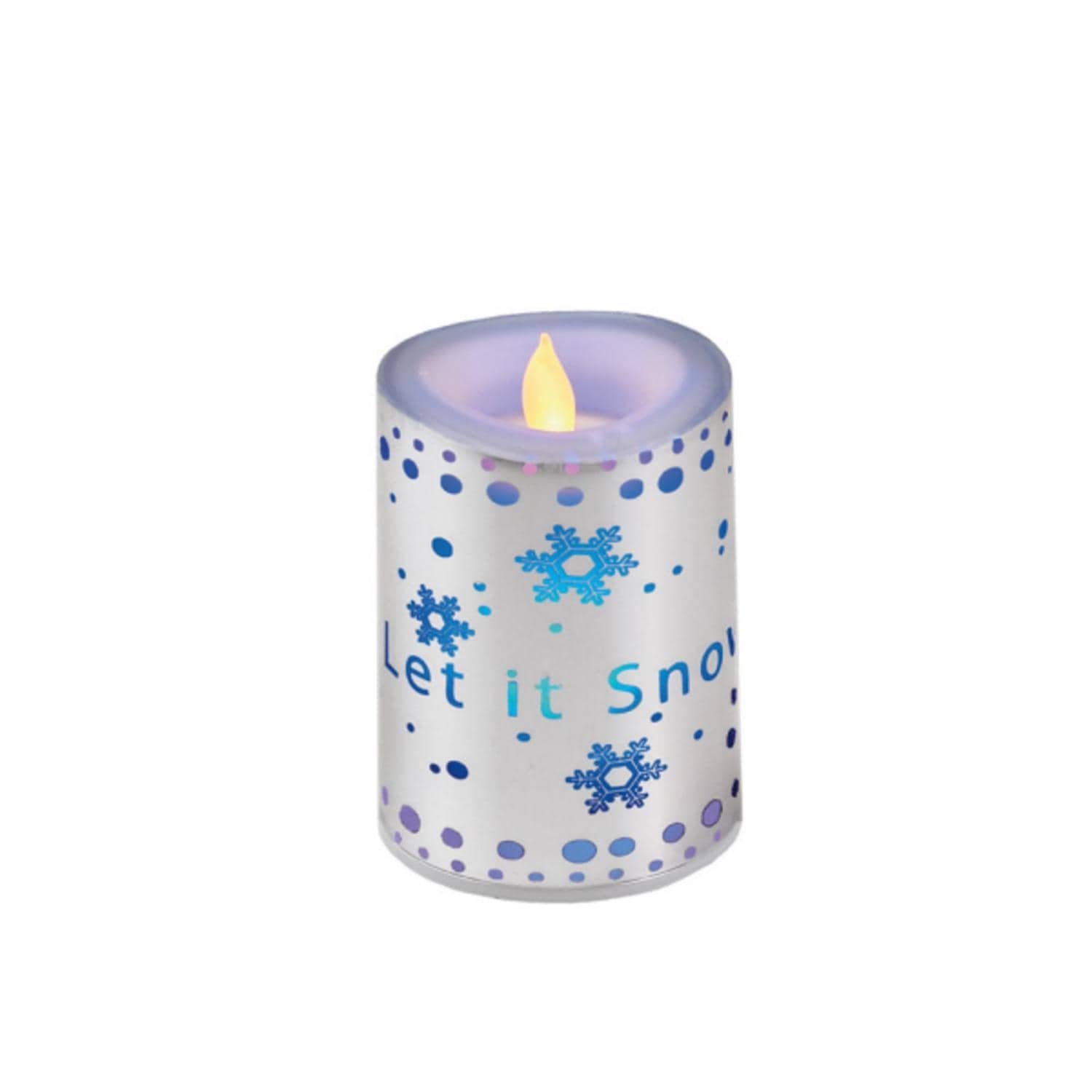 4 Silver Colored Let It Snow Flameless Candle With Flickering Led Lights Overstock 16544883