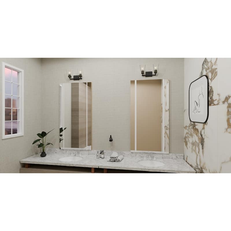 Almany 2-Light Matte Black Bath Light