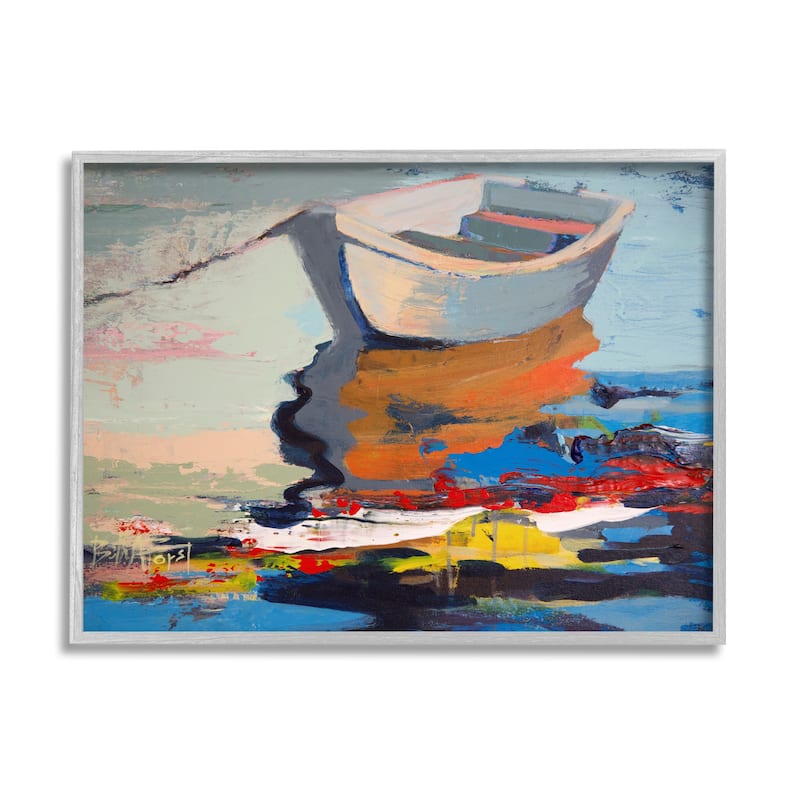 Stupell Simple Rowboat Reflection in Abstract Lake Water Framed Wall Art - Multi-Color