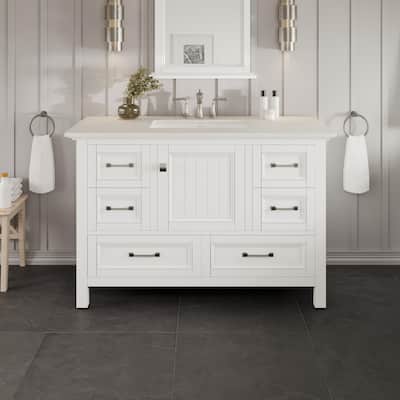 Eviva Britney 42"W x 22"D White Bath Vanity with Carrara Quartz Top