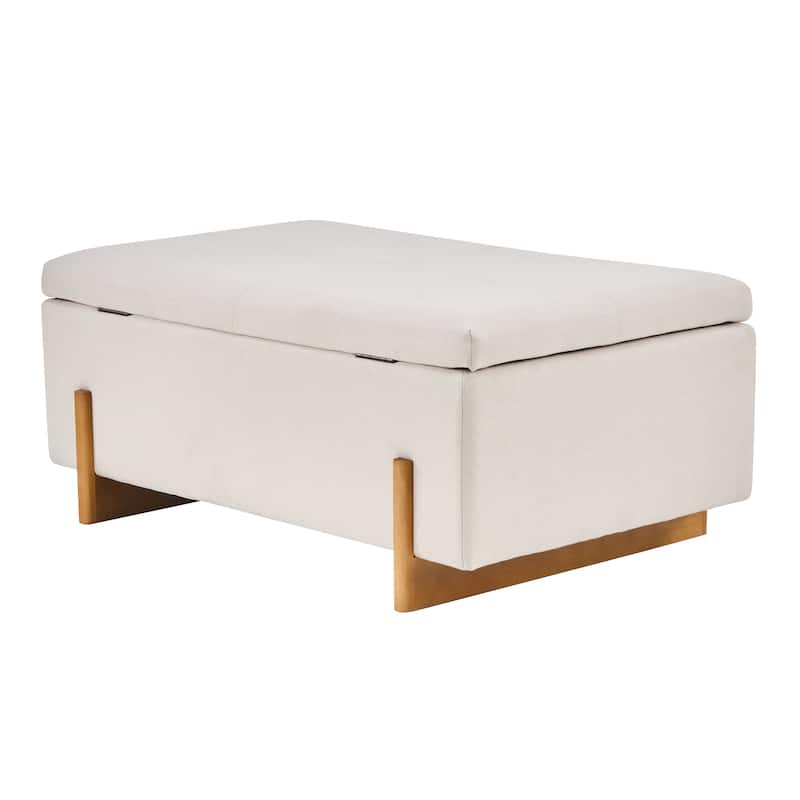 Christopher Knight Home -Luno 39.76" Modern Upholstered Hidden Storage Bench with Lift-Top Lid & Solid Wood Legs