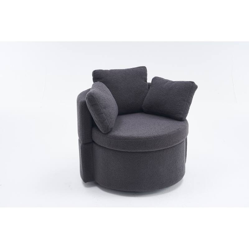Teddy Fabric Swivel And Storage Chair