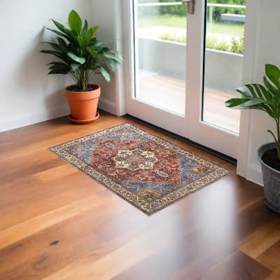 Sike Floral Woven Durable Area Rug By HomeRoots - 2' X 3'