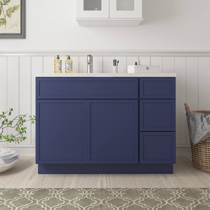 Vanity Art 42" Birch Freestanding Bathroom Vanity Cabinet without Top - Blue