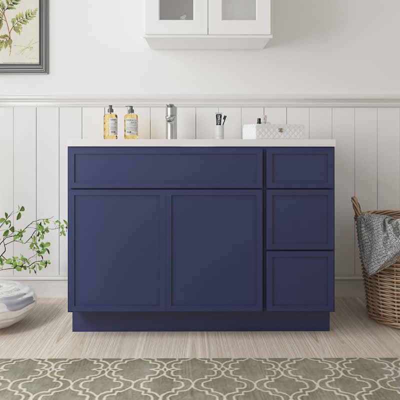 Vanity Art 45" Birch Freestanding Bathroom Vanity Cabinet without Top - Blue
