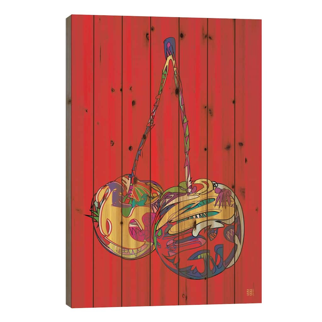Cherries Print On Wood by TECHNODROME1 - Multi-Color