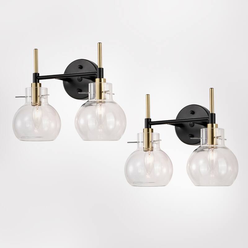 14 Inch Clear Glass Design Wall Sconces with 2 Light (SOLD AS A PAIR)