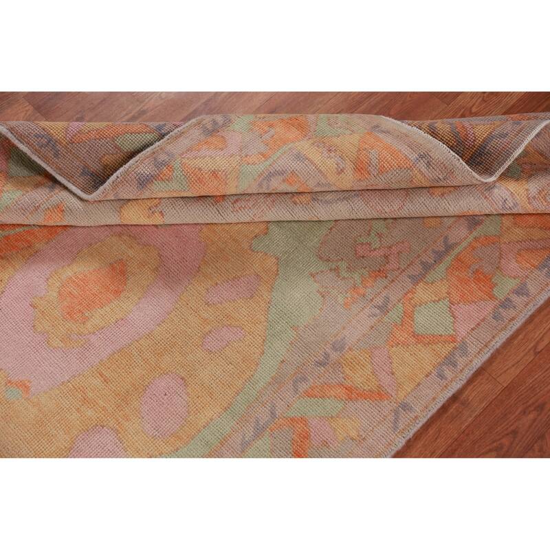 Hand Knotted Oriental 100% Wool Carpet Transitional Medallion Oranges & Rust Oushak Area Rug - 7' 0'' X 4' 0''