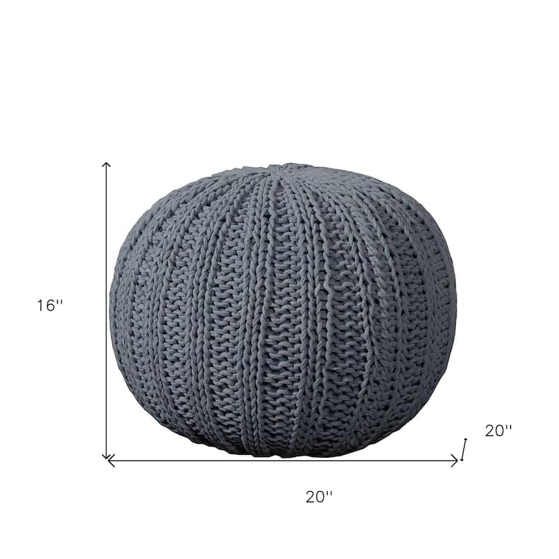 HomeRoots 20" Gray 100% Cotton Ottoman