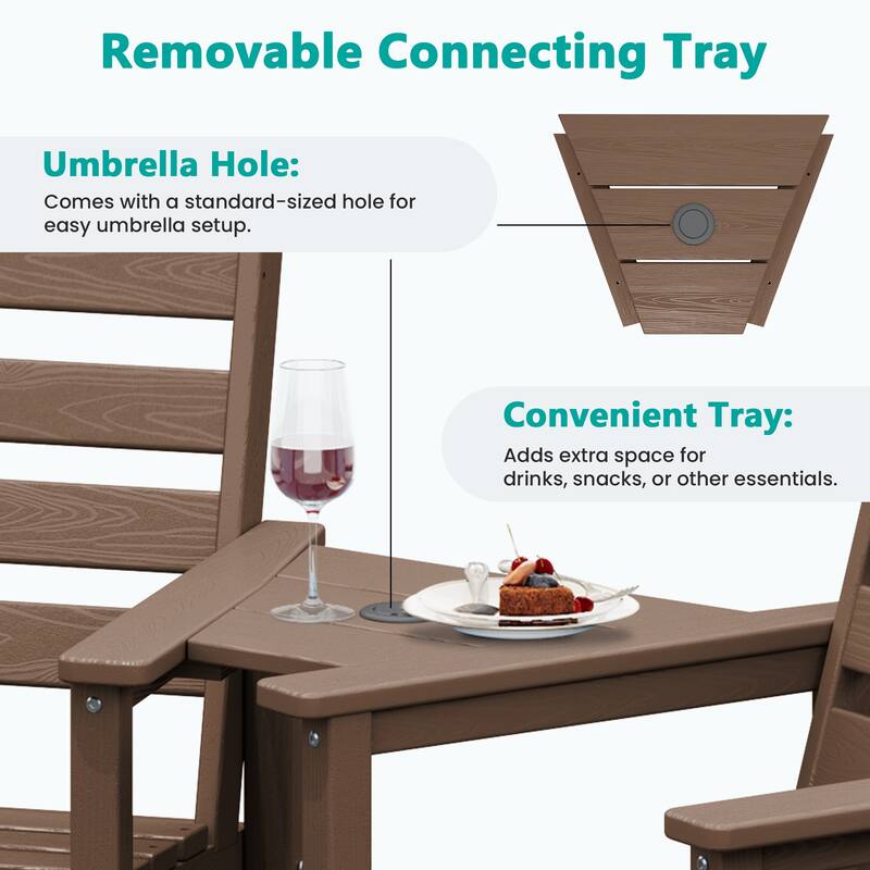 HDPE 2-Piece High Bar Stool Set with Umbrella-Compatible Connecting Panel