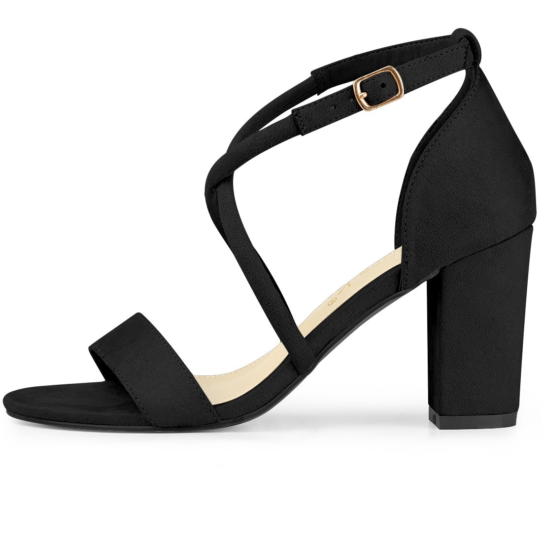 cross strap block heels