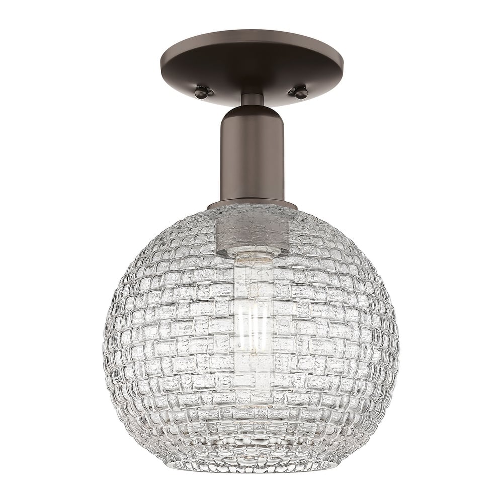 Innovations Lighting Endless Possibilities Arcadia - Athens - 1 Light 8" Basketweave Semi-Flush Mount