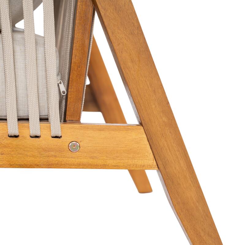 Christopher Knight Home - Outdoor Modern Solid Acacia Wood 4-Piece Conversation Set with Rope Accents and Cushions