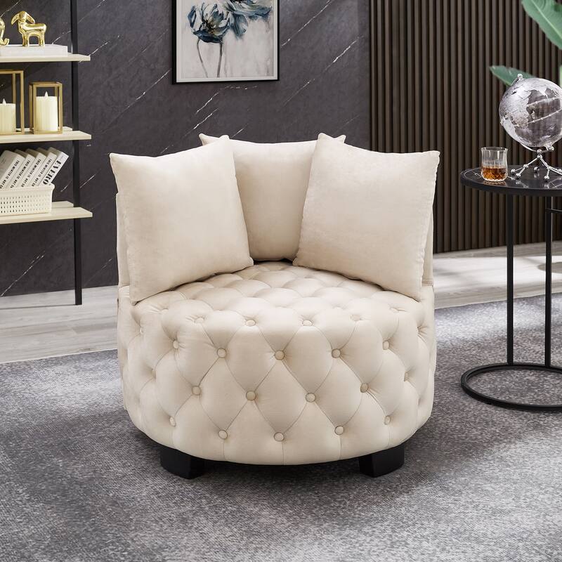 GDFStudio - Contemporary Upholstered Tufted Leisure Accent Chair with Foam Padding - Velvet - taupe - Velvet