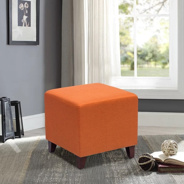 Adeco Simple British Style Passionate Orange Cube Ottoman Footstool