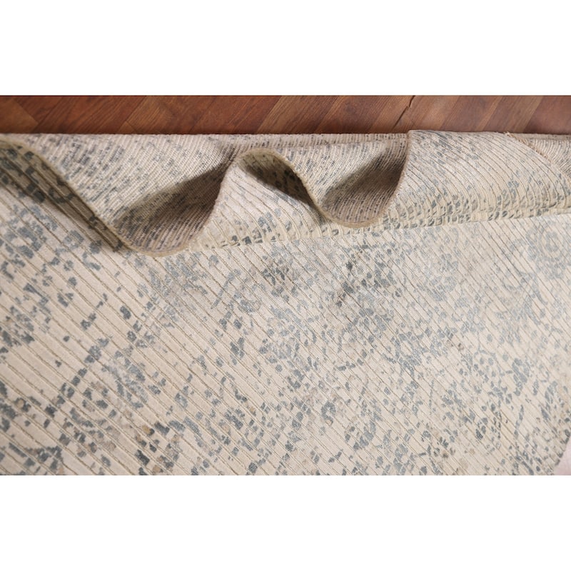 Abstract Oriental Accent Rug Handmade Striped Wool Carpet - 4'0"x 5'10"