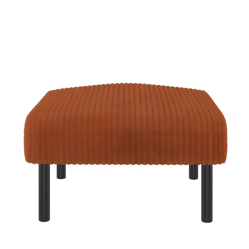 HOMEFUN Corduroy Upholstered Mid-century Modern Square Wood Frame Ottoman with Soft Padded Seat
