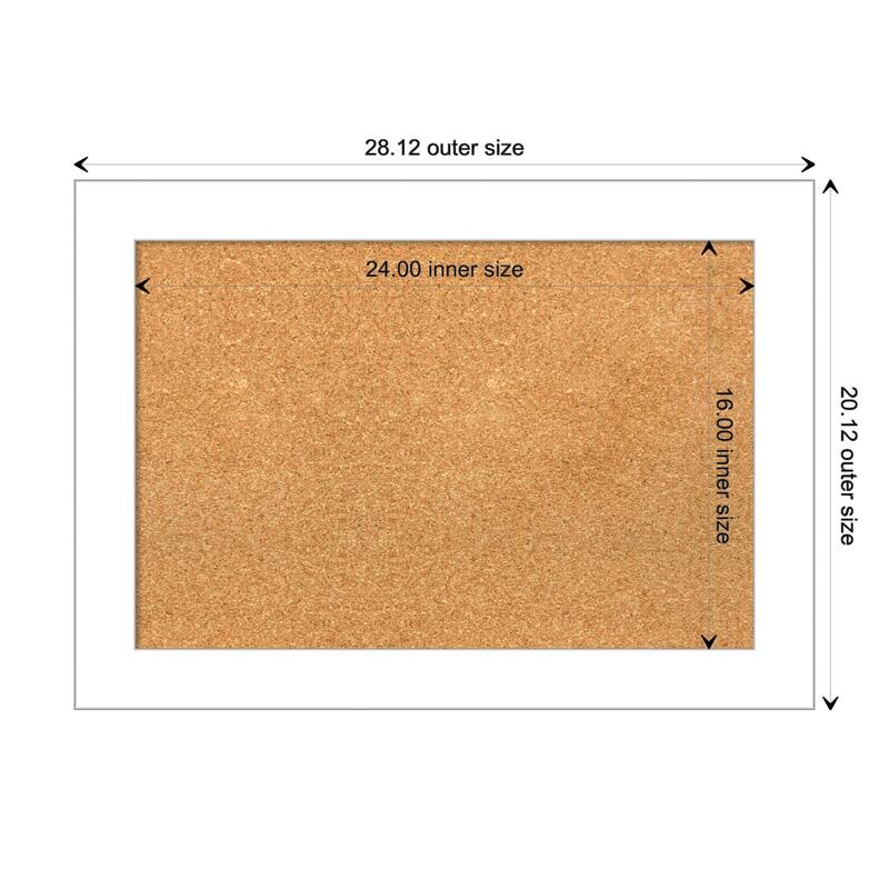 Wedge White Framed Cork Bulletin Memo Board