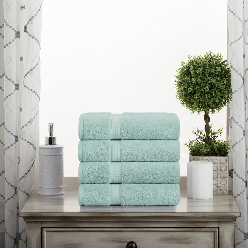 Superior Egyptian Cotton Pile Heavyweight Hand Towel Set of 4 - Sea Foam