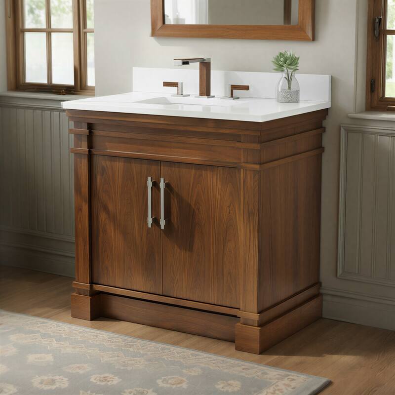 Frank Lloyd Wright USONIA® Harmony 36-inch Wood Sink Vanity - Walnut