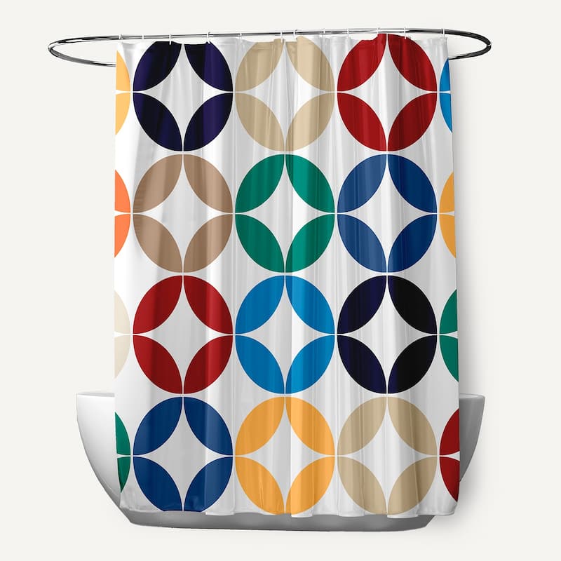 Eye Opener Geometric Print Shower Curtain - Green
