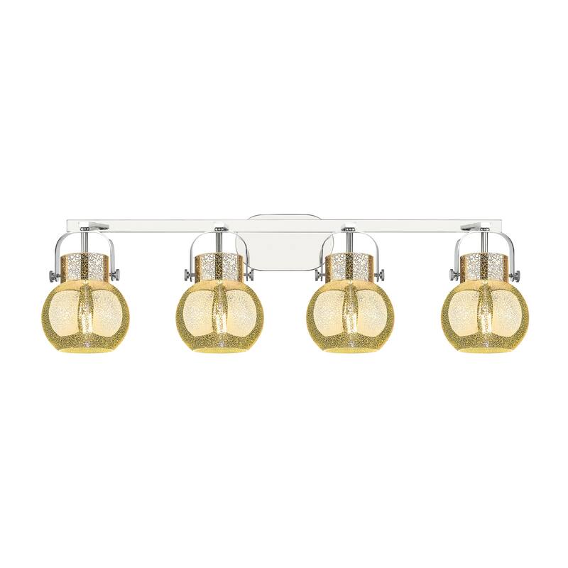 Innovations Lighting Pilaster II Sphere - 4 Light 6" Wall-Mounted Bath Vanity Light.