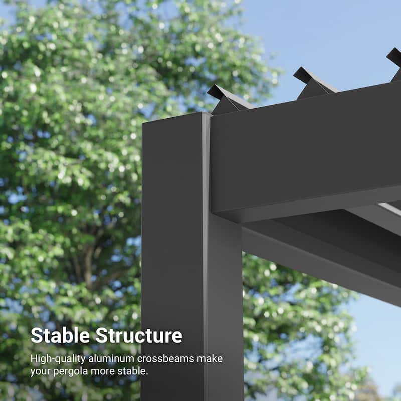 BONOSUKI Solar LED Louvered Pergola with Aluminum Frame for Modern Patio Living