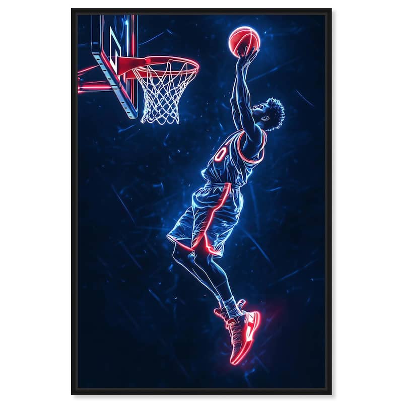 Shoot Some Hoops Neon Canvas by Art Remedy - Black - 36" x 54"